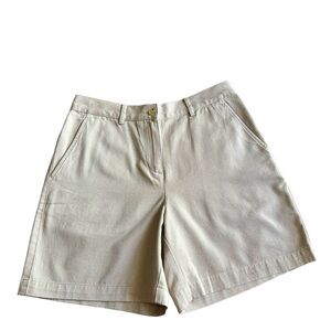 Lauren Ralph Lauren | Womens Size 2P Kakhi Gold Buttons High Rise Bermuda Shorts